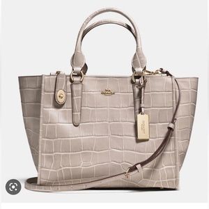 RARE COACH Crosby Carryall In Croc Embossed Leather
